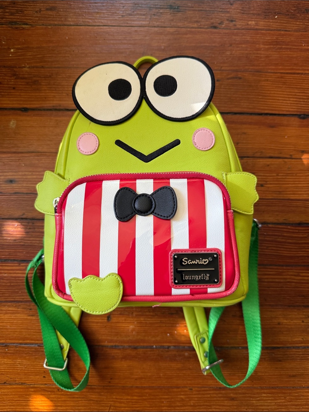 Loungefly Keroppi Frog Mini Backpack in Lime, Red and White